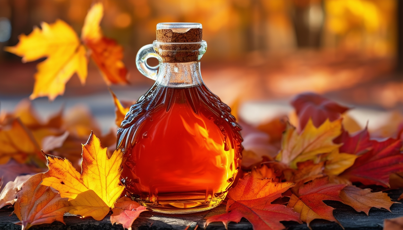 A close-up shot of a glass bottle filled with rich